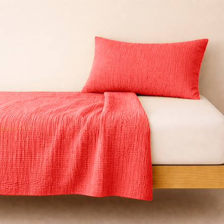 Drap plat en gaze de coton bio blanc Fraise+Honey+Rose+Vert+Vichy 4 - vertbaudet enfant 
