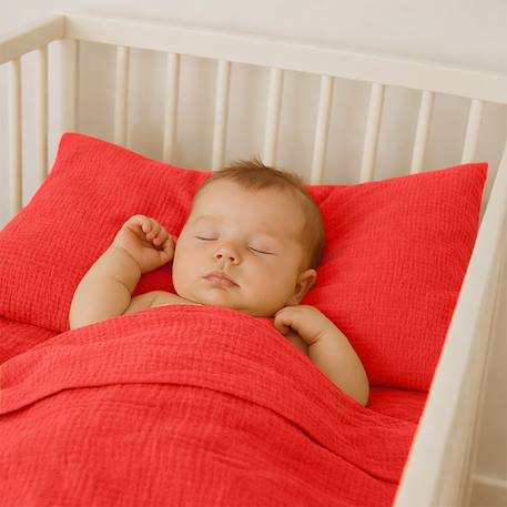 Drap plat en gaze de coton bio blanc Fraise+Honey+Rose+Vert+Vichy 3 - vertbaudet enfant 