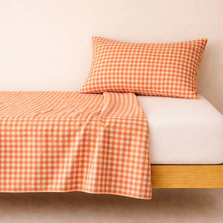 Drap plat en gaze de coton bio blanc Fraise+Honey+Rose+Vert+Vichy 30 - vertbaudet enfant 