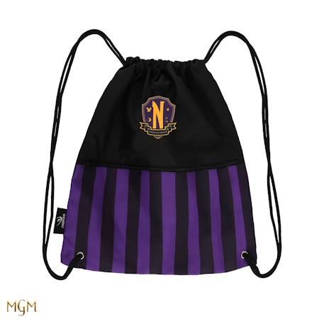 Sac à dos à cordon académie nevermore - mercredi Noir|violet 1 - vertbaudet enfant 
