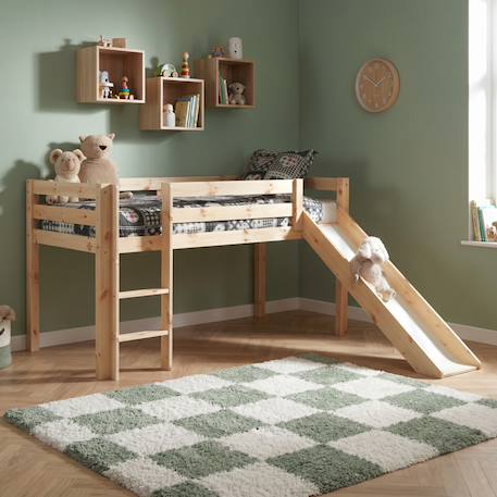 Lit mi-hauteur avec toboggan en pin massif naturel  armance & faustin Blanc+Naturel 6 - vertbaudet enfant 