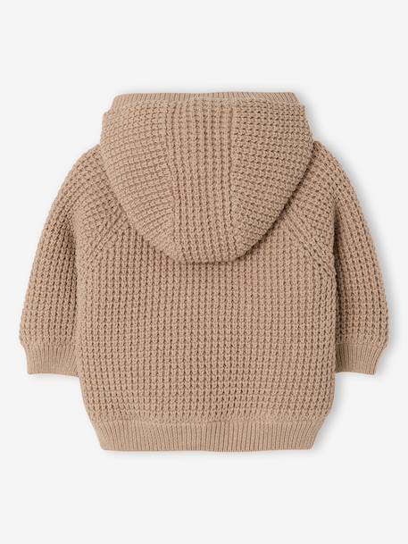 Gilet à capuche bébé en tricot beige chiné 4 - vertbaudet enfant 