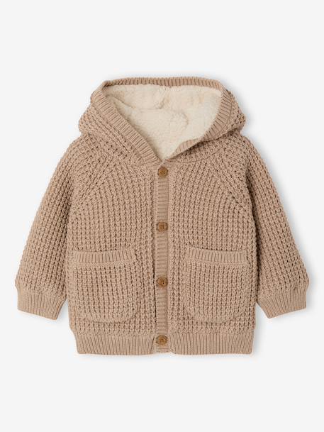Gilet à capuche bébé en tricot beige chiné 3 - vertbaudet enfant 