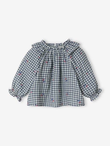 Blouse bébé fille vichy bleu grisé 1 - vertbaudet enfant 