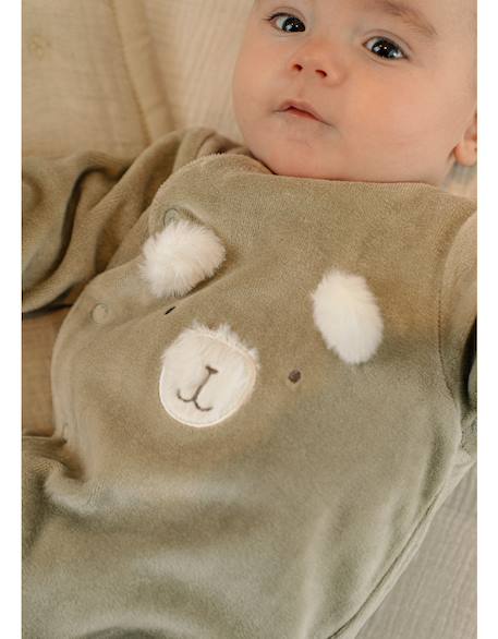 Pyjama bébé velours brodé Vert 3 - vertbaudet enfant 