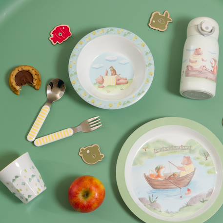 Coffret repas léonard (5 pièces) Bleu, jaune, vert 3 - vertbaudet enfant 