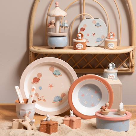 Coffret repas lulu la tortue (5 pièces) Rose, bleu 3 - vertbaudet enfant 