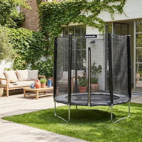 Trampoline ø180cm cassiopée avec filet de protection Gris+Vert 1 - vertbaudet enfant 