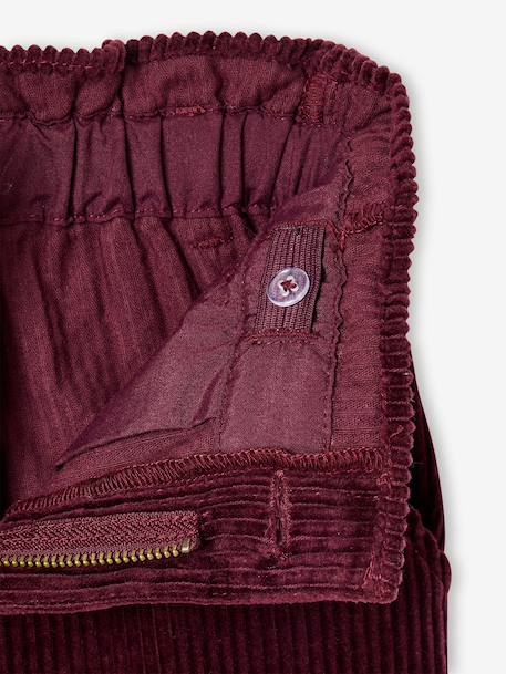 Pantalon fille large velours côtelé style paperbag bordeaux+camel+marine+mauve+olive 5 - vertbaudet enfant 