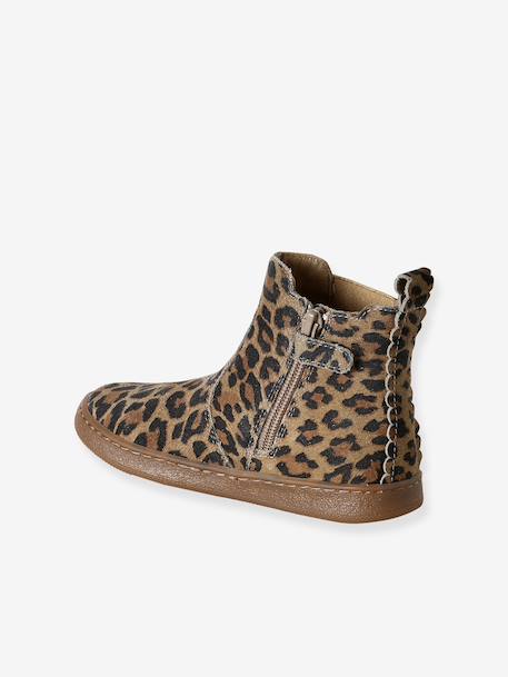 Boots fille cuir zippées beige+bronze+cacao+jaune d'or+marine+marron+noir+vert+vieux rose 14 - vertbaudet enfant 