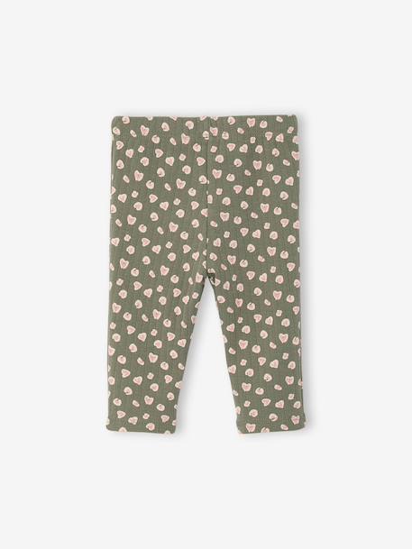 Legging bébé léopard en maille côtelée anthracite+taupe+vert sauge 8 - vertbaudet enfant 