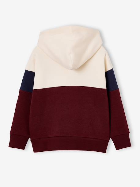 Sweat capuche garçon colorblock bordeaux+rouge 4 - vertbaudet enfant 