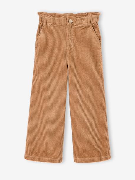 Pantalon fille large velours côtelé style paperbag bordeaux+camel+marine+mauve+olive 7 - vertbaudet enfant 