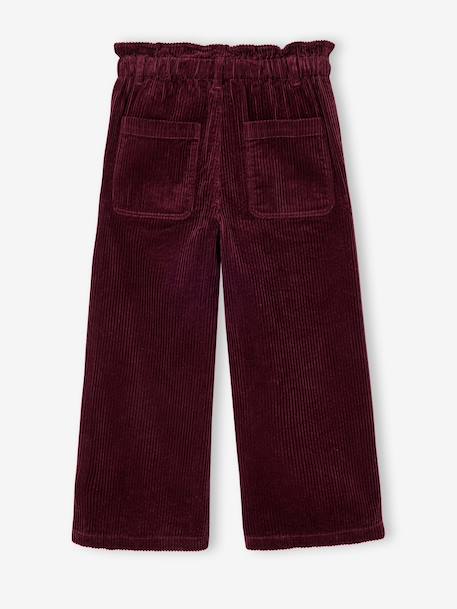 Pantalon fille large velours côtelé style paperbag bordeaux+camel+marine+mauve+olive 4 - vertbaudet enfant 
