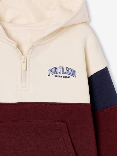 Sweat capuche garçon colorblock bordeaux+rouge 5 - vertbaudet enfant 