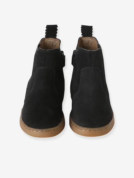 Boots fille cuir zippées beige+bronze+cacao+jaune d'or+marine+marron+noir+vert+vieux rose 36 - vertbaudet enfant 