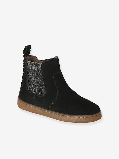 Boots fille cuir zippées beige+bronze+cacao+jaune d'or+marine+marron+noir+vert+vieux rose 33 - vertbaudet enfant 