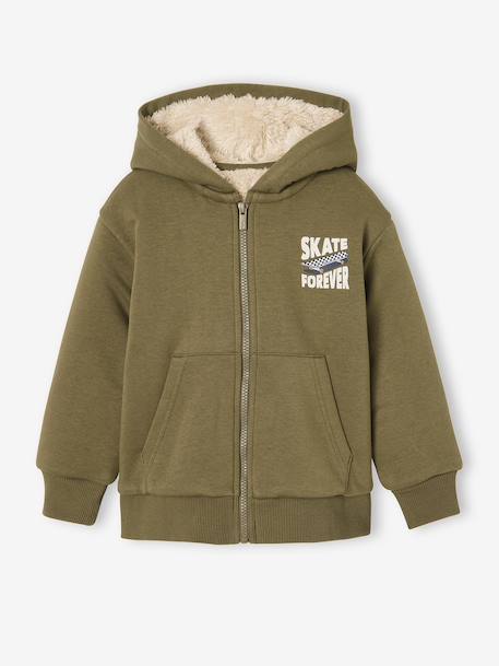Sweat zippé à capuche garçon kaki+marine 3 - vertbaudet enfant 
