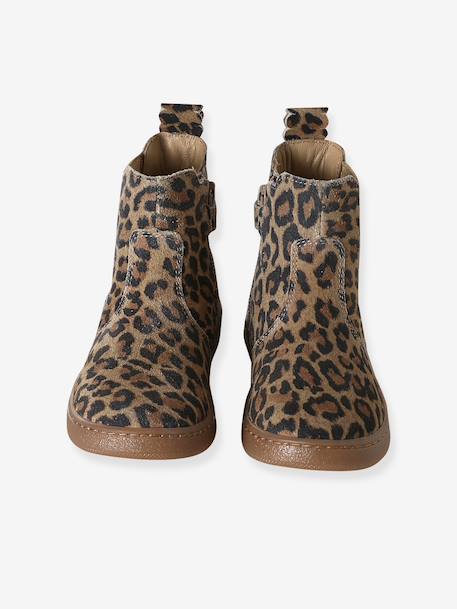 Boots fille cuir zippées beige+bronze+cacao+jaune d'or+marine+marron+noir+vert+vieux rose 15 - vertbaudet enfant 