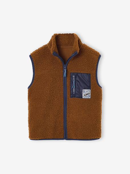 Gilet sans manches garçon caramel+écru 2 - vertbaudet enfant 