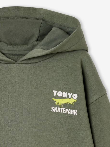 Sweat garçon à capuche motif poitrine orange+vert sauge 11 - vertbaudet enfant 
