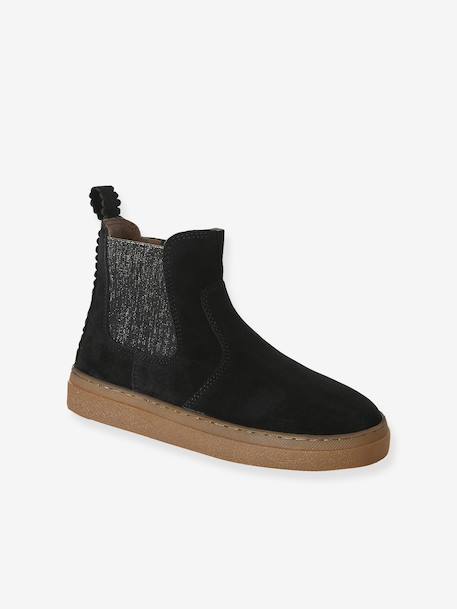 Boots enfant fille cuir zippées camel+marine+noir+or 12 - vertbaudet enfant 