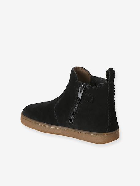 Boots fille cuir zippées beige+bronze+cacao+jaune d'or+marine+marron+noir+vert+vieux rose 35 - vertbaudet enfant 