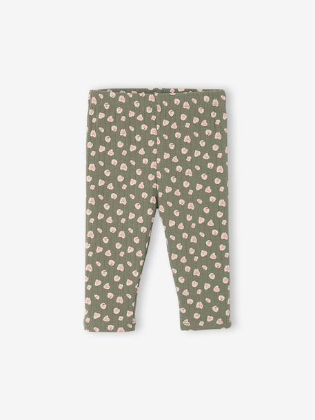 Legging bébé léopard en maille côtelée anthracite+taupe+vert sauge 7 - vertbaudet enfant 