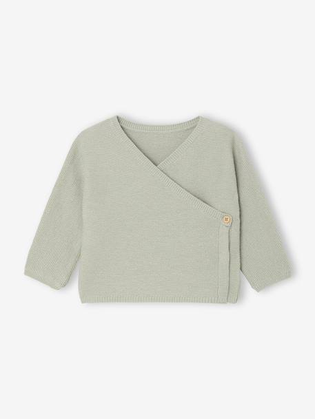 Brassière bébé naissance tricot point mousse coton et laine beige chiné+blanc+cappuccino+rose pâle+vert sauge 16 - vertbaudet enfant 