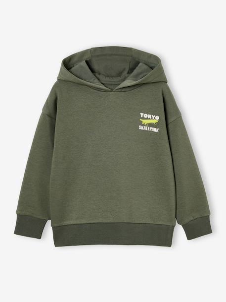 Sweat garçon à capuche motif poitrine orange+vert sauge 9 - vertbaudet enfant 