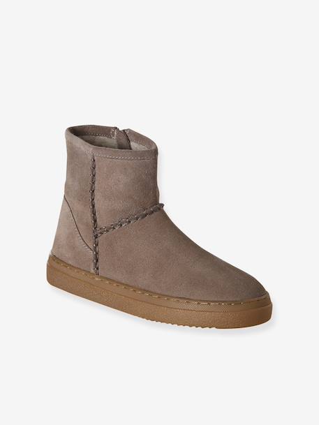 Boots fille cuir zippées taupe 1 - vertbaudet enfant 