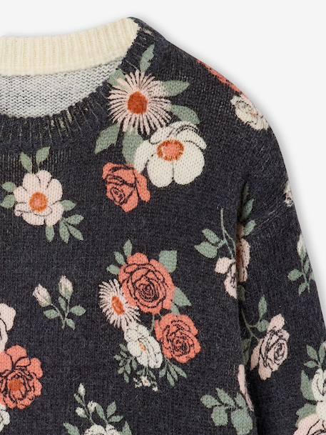 Pull fille col rond manches longues bleu ardoise 3 - vertbaudet enfant 