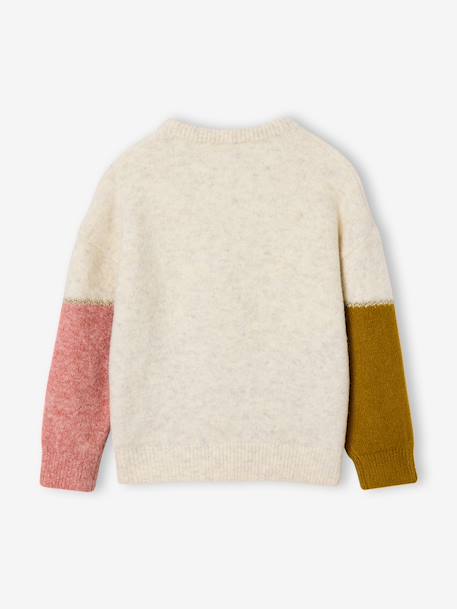 Pull fille manches longues olive+rose poudré 2 - vertbaudet enfant 