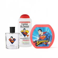 Puériculture-Coffret Superman enfant eau de toilette, gel douche 2 en 1 et boîte à goûter
