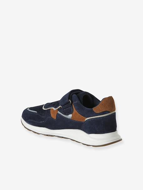 Baskets garçon cuir à scratch kaki+marine 9 - vertbaudet enfant 