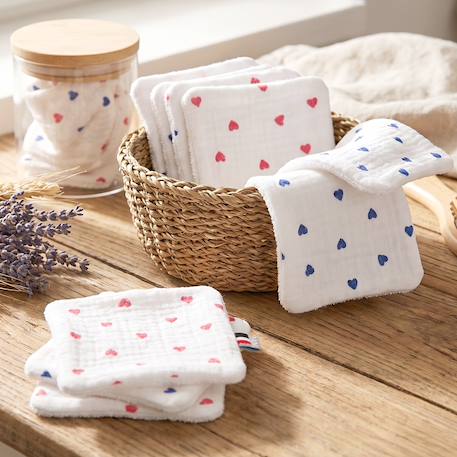 Lingettes bébé lavables 8 pièces lovio Imprimé coeurs 2 - vertbaudet enfant 