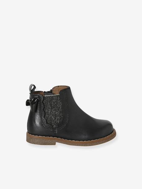 Chaussures premiers pas bébé boots cuir jaune d'or+noir 8 - vertbaudet enfant 