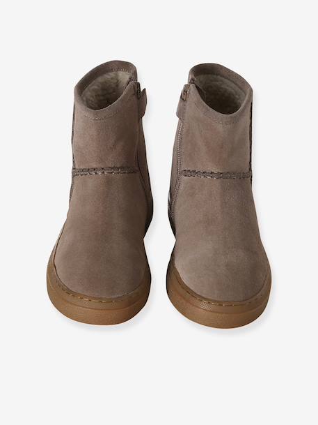 Boots fille cuir zippées taupe 4 - vertbaudet enfant 