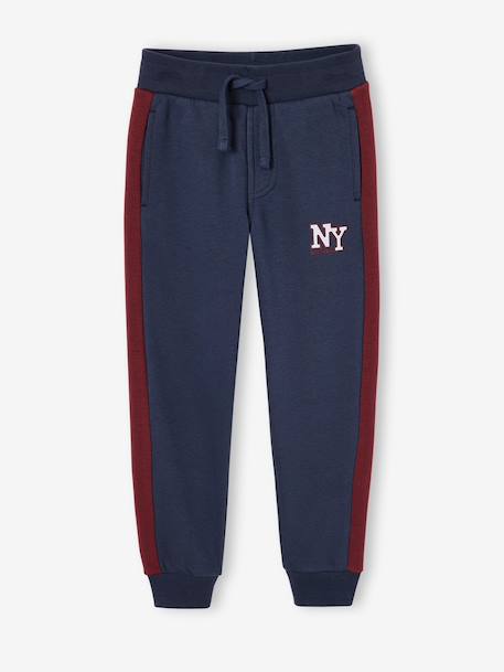 Jogging garçon bande côté bordeaux+gris chiné+rouge+vert 1 - vertbaudet enfant 