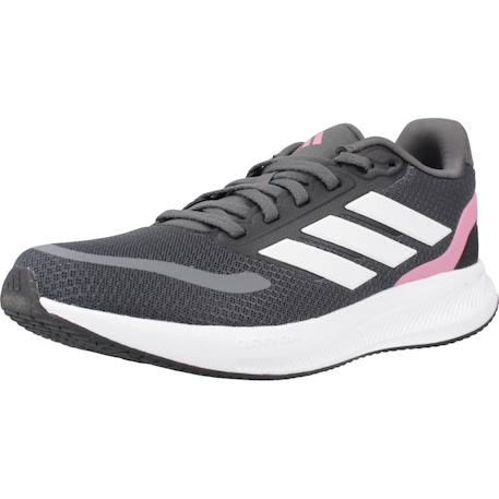 Baskets fille en textile à lacets running Gris+Gris grey 4 - vertbaudet enfant 