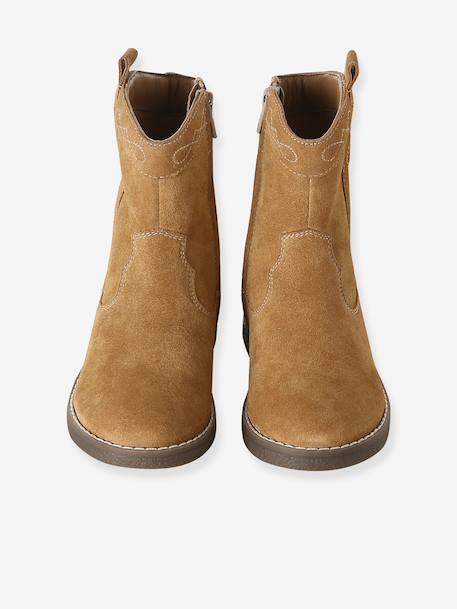 Boots fille cuir zippées marron 4 - vertbaudet enfant 