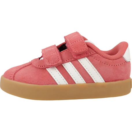 Basket bébé fille en cuir court velcro Rose vif 2 - vertbaudet enfant 