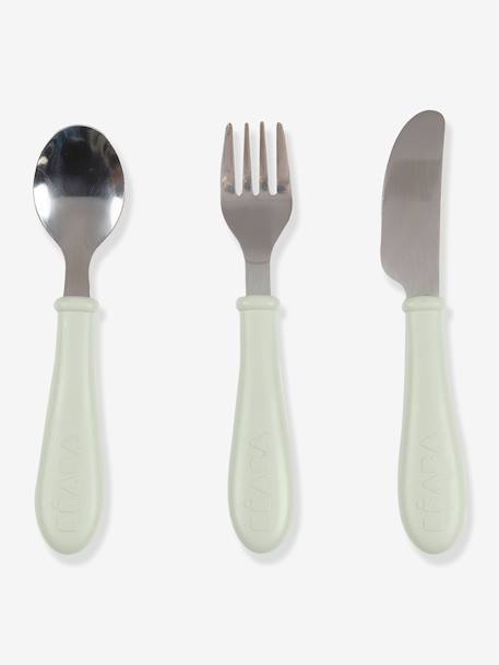 Set 3 couverts d'apprentissage inox airy green+old pink+rose+vert 19 - vertbaudet enfant 