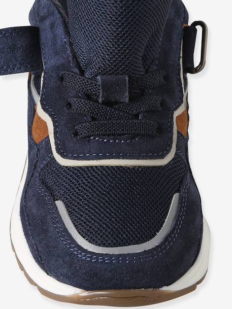Baskets garçon cuir à scratch kaki+marine 12 - vertbaudet enfant 