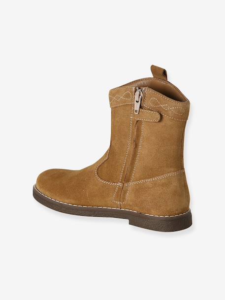 Boots fille cuir zippées marron 3 - vertbaudet enfant 