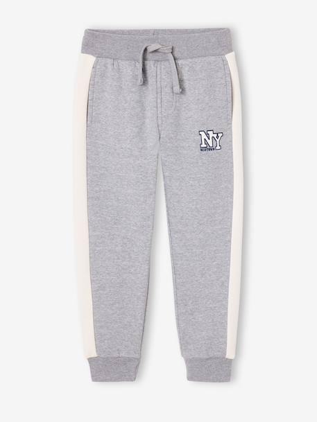 Jogging garçon bande côté bordeaux+gris chiné+rouge+vert 5 - vertbaudet enfant 