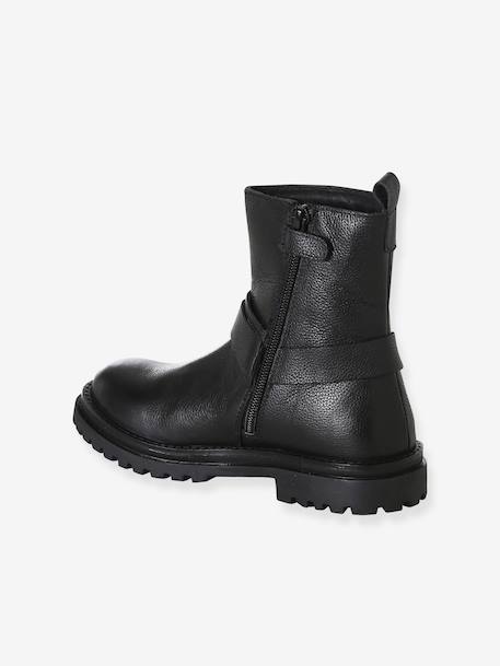 Boots fille cuir zippées noir 3 - vertbaudet enfant 