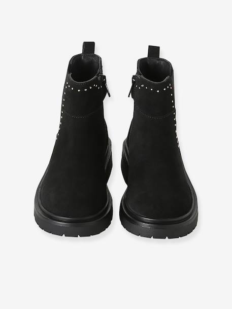Boots fille cuir zippées noir 4 - vertbaudet enfant 