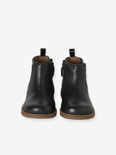 Chaussures premiers pas bébé boots cuir jaune d'or+noir 11 - vertbaudet enfant 