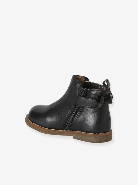 Chaussures premiers pas bébé boots cuir jaune d'or+noir 9 - vertbaudet enfant 